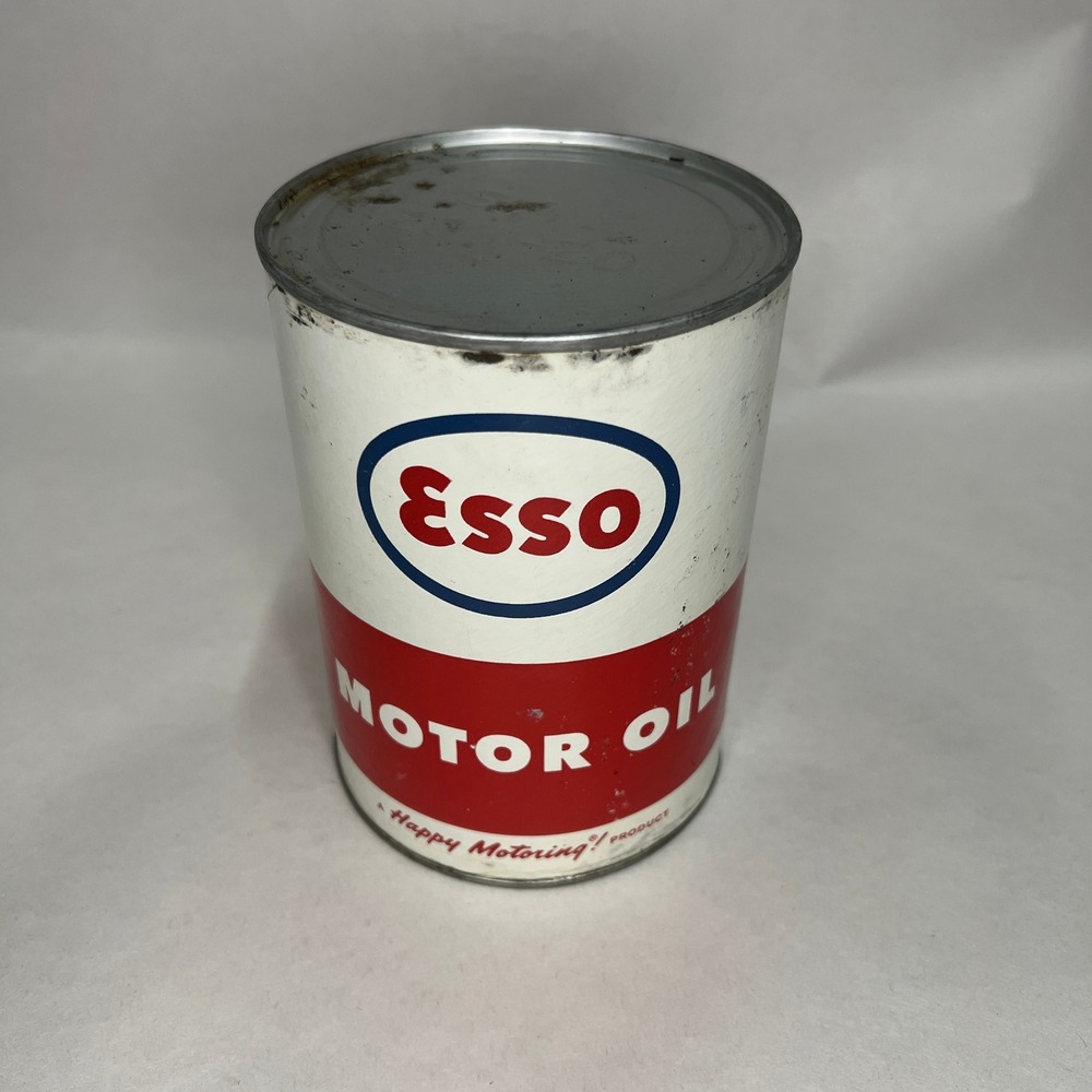 Vintage Esso Motor Oil Empty 1 Quart Can 1950s/1960s "Happy Motoring!" Slogan
